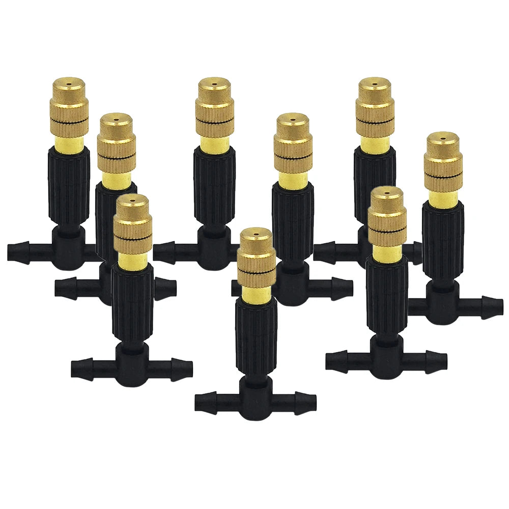 WUJIE 5M-30M Garden Irrigation Outdoor Misting Cooling System Watering 1/4'' Brass Atomizer Nozzles 4/7mm Hose Patio Greenhouse