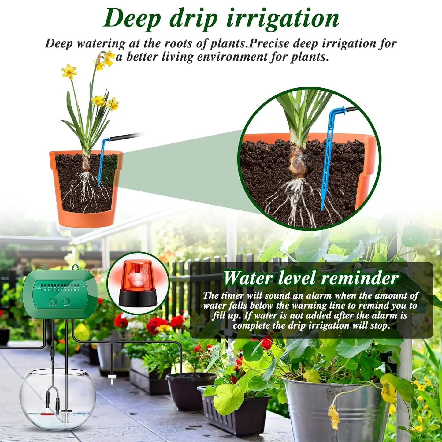 Solar Automatic Watering Kit for Garden Automatic Drip Watering System with 15m Water Hose Automatic Watering Timer for Holidays