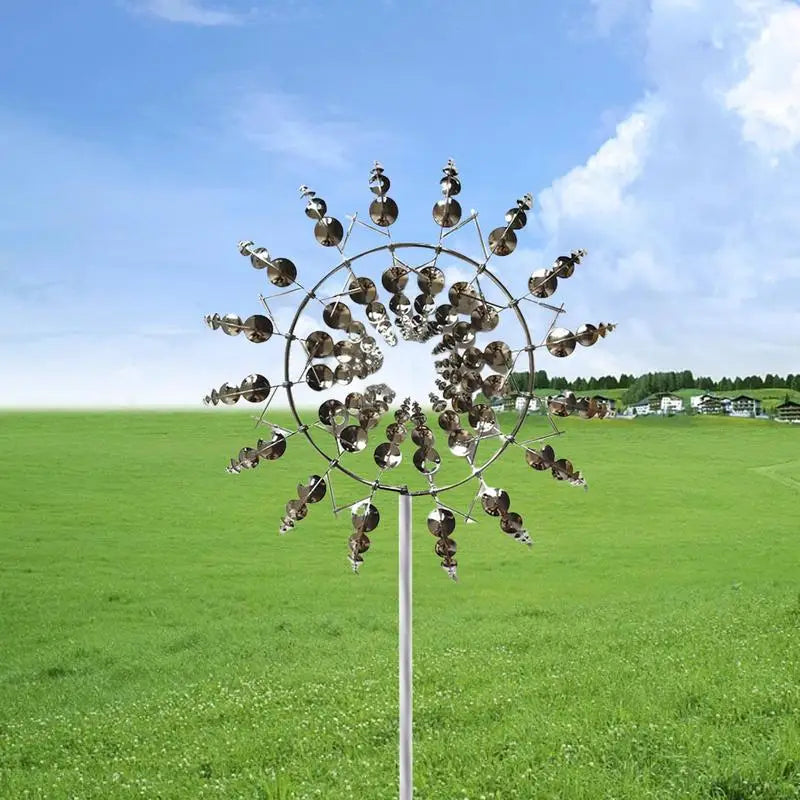 3D Wind Powered Wind Spinners Metal Wind Solar Spinners Garden Iron Windmill Ornaments For Yard And Garden Decor