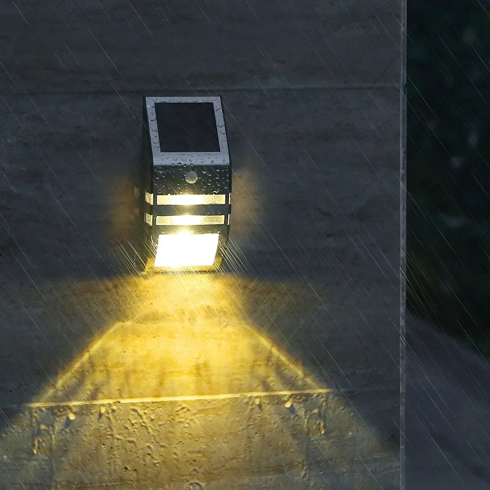 Motion Sensor LED Solar Light Outdoor Waterproof Garden Light Solar Powered Sconces Stair Fence Exterior Wall Lamps Porch Light