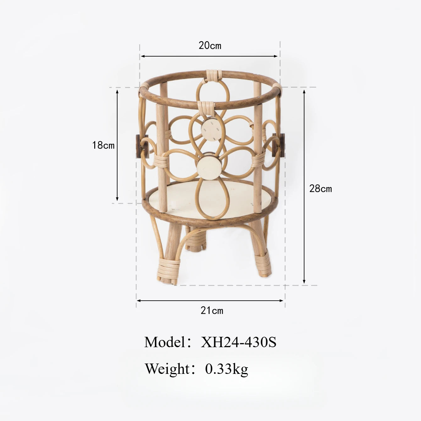 Hollow Flower Stand Hand-woven Imitation Rattan Plant Stand Desktop Creative Flower Pot Stand Balcony Planter with Wooden Legs