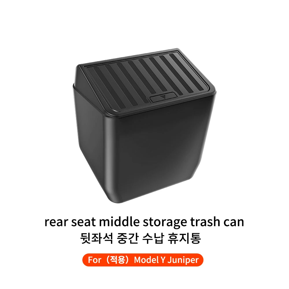 YZ For Tesla Model 3 Y Juniper Highland Rear Seat Storage Box Organizer Car Center Console Bins Backseat Trash Can Garbage Bag