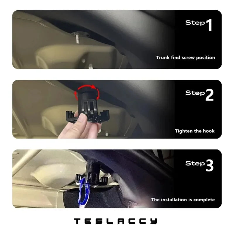 For Tesla Model 3/ New Model 3 Highland 2024 Trunk Hook Grocery Bag Hook Car Pendant Accessories Luggage Compartment Glove