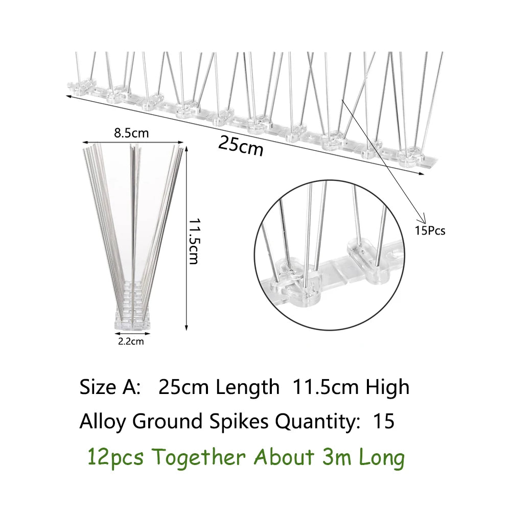 Pigeon Spikes Birds Squirrel Repeller Stainless Steel Garden Fence Roof Balcony Fence Roof Deterrent Nail Kit Tools Pest Control