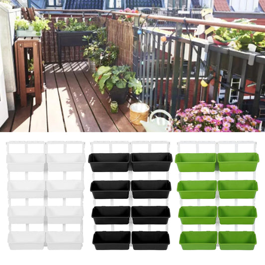 Vertical Garden Bed Vertical Wall Planter PP ABS Wall Mounted Hanging Raised Flower Beds for Balcony Patio Fence Porch Gardening