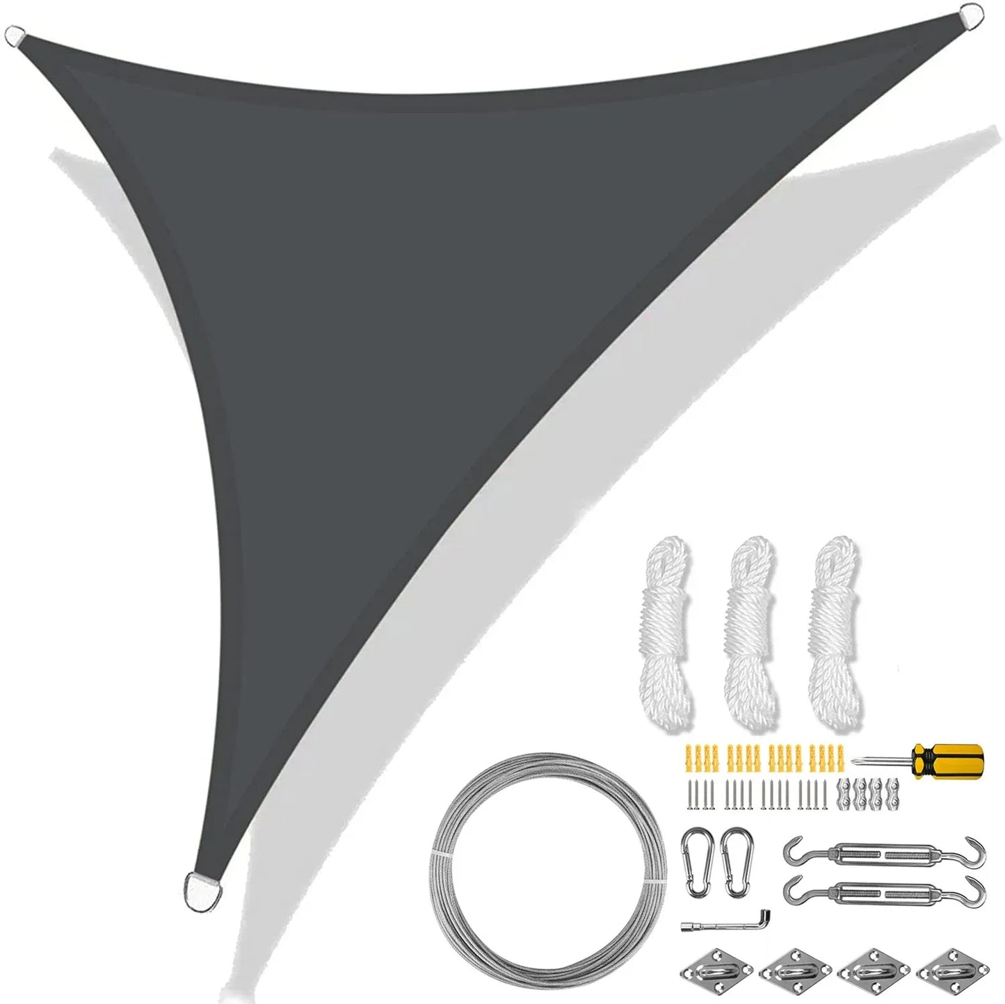 5/3.6/3/2M Triangle Shade Sail Waterproof Sunshade Sail Canopy 98%UV Block Awning with Free Rope for Garden Patio Pergola Gazebo