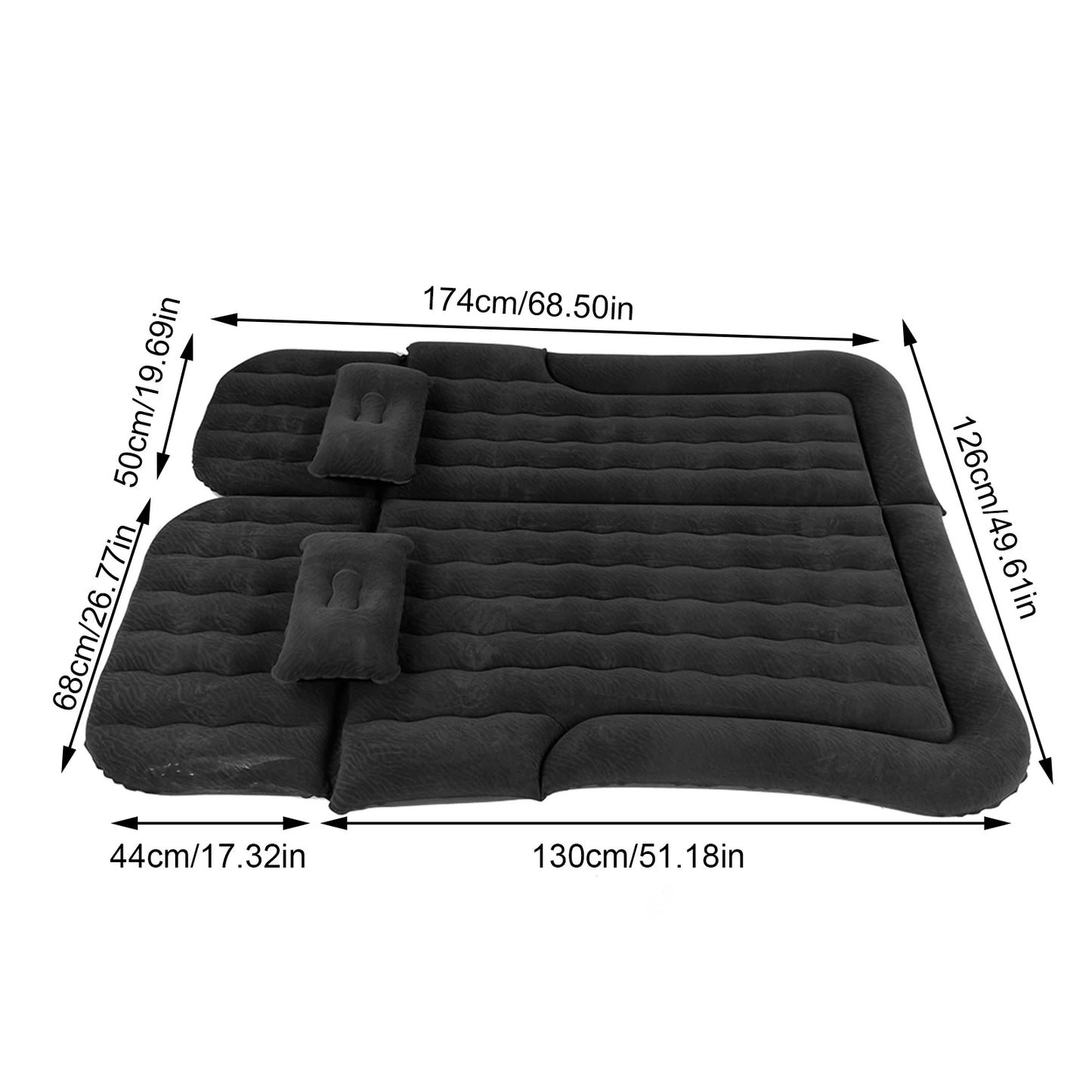 Car Travel Bed 2‑In‑1 Multifunction Inflatable Travel Mattress PVC Flo
