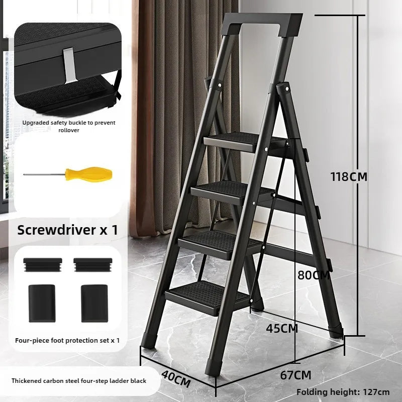 Home ladder stool folding zigzag ladder anti slip pedal ladder indoor