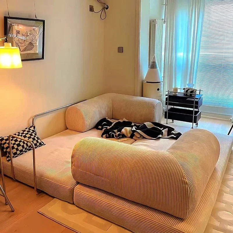 Vacuum Compression Sofa Italian Simple Retro High-end Corduroy Living Room Sofa Sofa Bed Foldable Washable Customizable