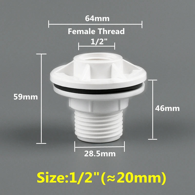 1~8PCS 1/2, 3/4, 1 Inch UPVC Double Female Thread Water Tank Joints Garden Irrigation Accessories Fish Tank Connector