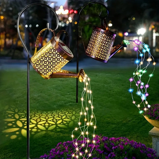 Solar Watering Can Light Retro Metal Kettle String Lights Waterproof LED Fairy Lights Hanging Solar Powered Garden Outdoor Decor