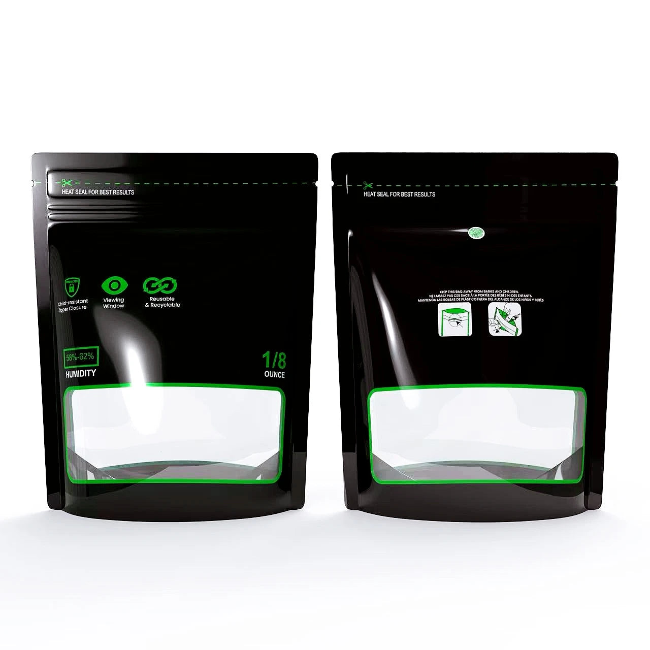 1 Ounce 2oz 4oz 8oz 1Pound, Bags Lock & Seal Storage & Curing Bags Heat Sealable 58%-62% RH Terp Cultivation Pouches Smell proof