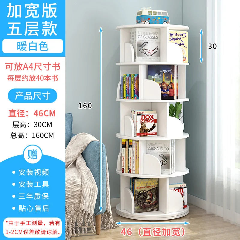 Rotating bookshelf children's picture book stand simple household space saving simple landing student creative storage bookcase