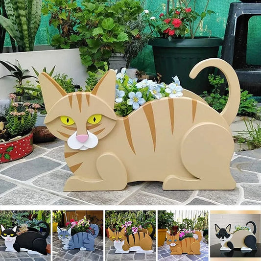 DIY Garden Pots Cat Shaped Planter Garden Flower Pot Cat Animal Garden Animal Statue Sculpture Flower Planter Garden Decoration