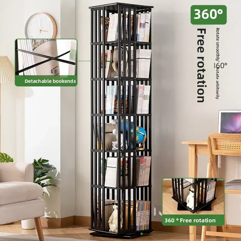 Rotating bookshelf 360 degree floor storage shelf Internet celebrity home simple student bookcase
