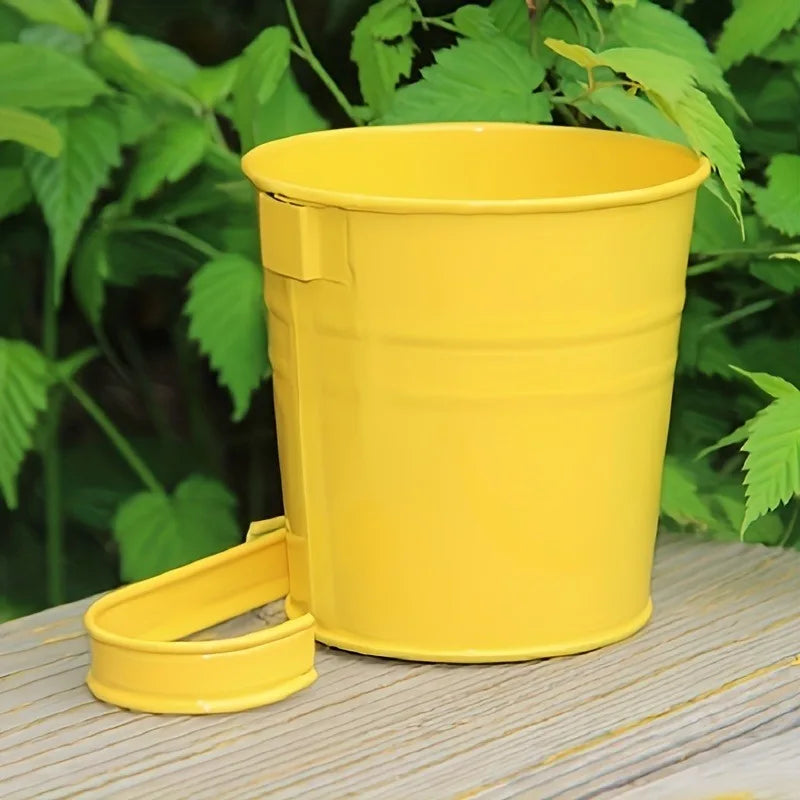 10pcs/set Metal Bucket Planter Wall-Mounted Flower Pot for Balcony - Indoor/Outdoor Garden Decor with Hanging & Drainage Holes