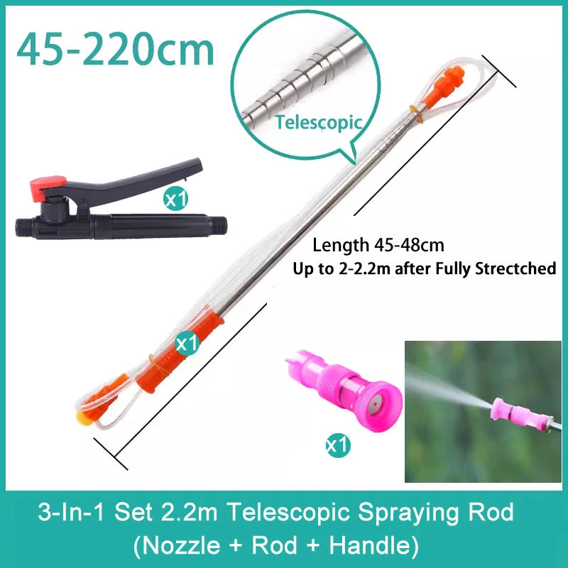 New Retractable 2.2/3.2m Spraying Rod For Hand Pressure Sprayer Outdoor Garden Pesticide Spray Tree Watering Can Accessories