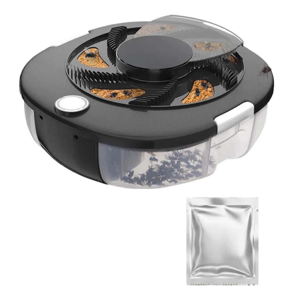 USB Household Fly Catcher with Baits Gnat Flying Insect Trap Quiet Safety Automatic Flycatcher for Indoor Home Kitchen Garden