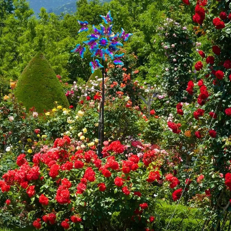 Butterfly Wind Spinner Metal Wind Spinners Outdoor Pinwheel Decor Sculpture Butterfly Design Chimes with Stake for Porch