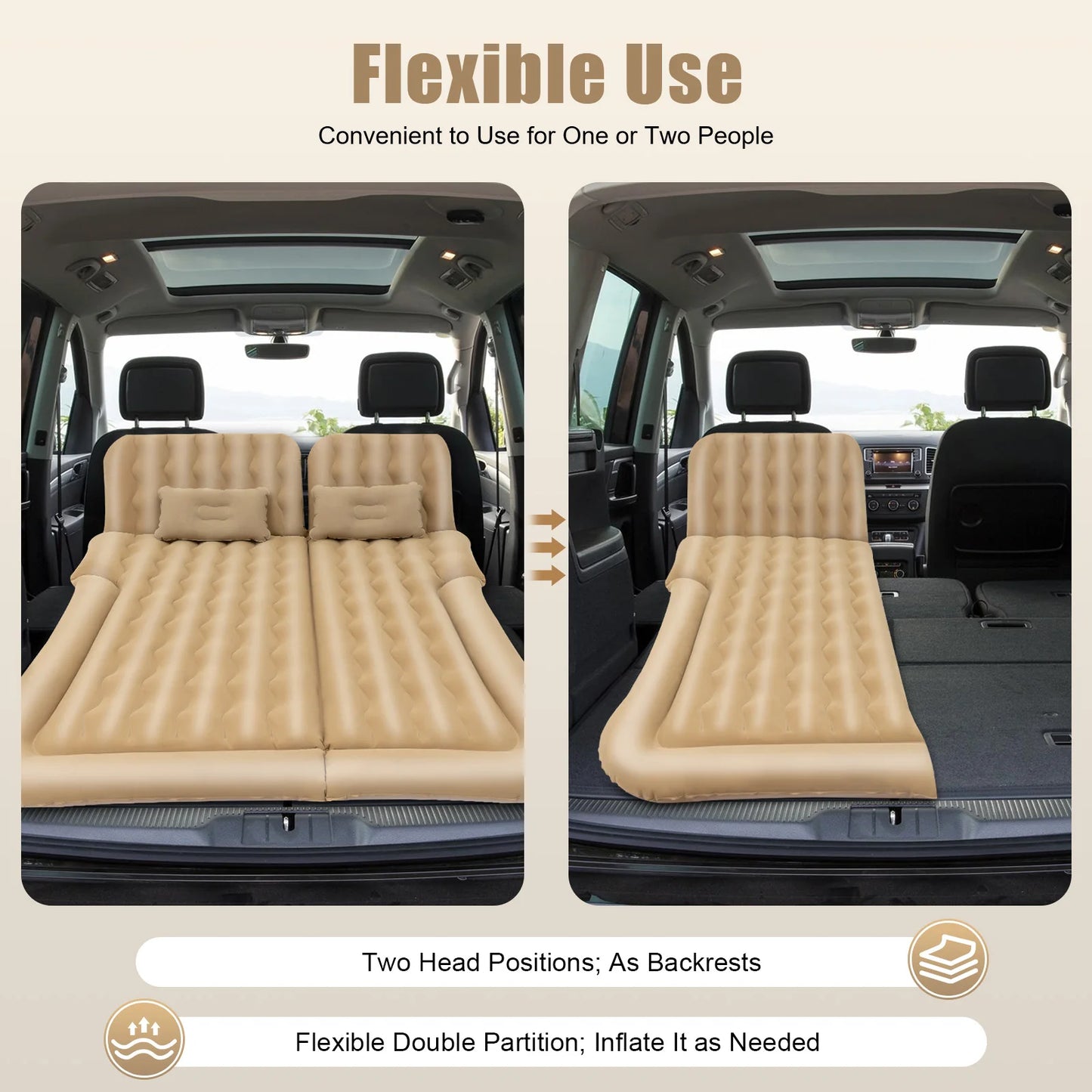 Inflatable Bed, Inflatable Mattress, Beige Mattress