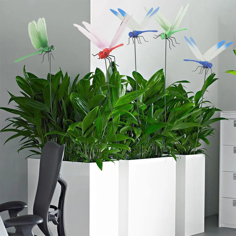 4/8/32Pcs Simulation 3D Dragonfly Clip Lifelike Outdoor Decor Realistic Bug Deterrents Fake Dragonfly Garden Decorative Clip