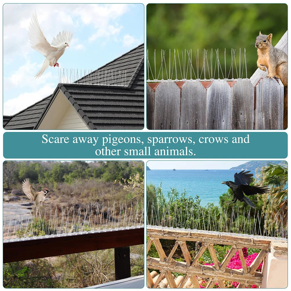 Pigeon Spikes Birds Squirrel Repeller Stainless Steel Garden Fence Roof Balcony Fence Roof Deterrent Nail Kit Tools Pest Control