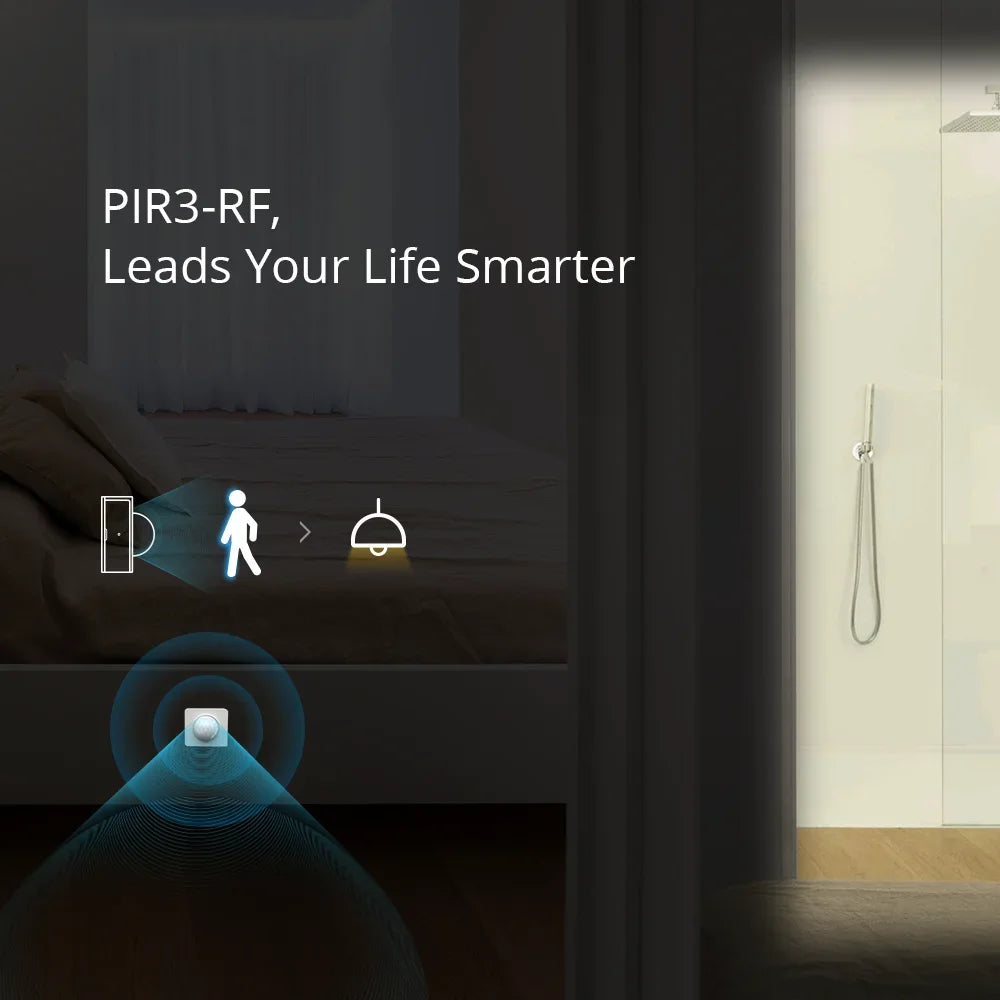 SONOFF PIR3-RF 433MHZ Smart Motion Sensor Work with RF BridgeR2 Alarm Notification Movement detection Smart Scene via eWeLink