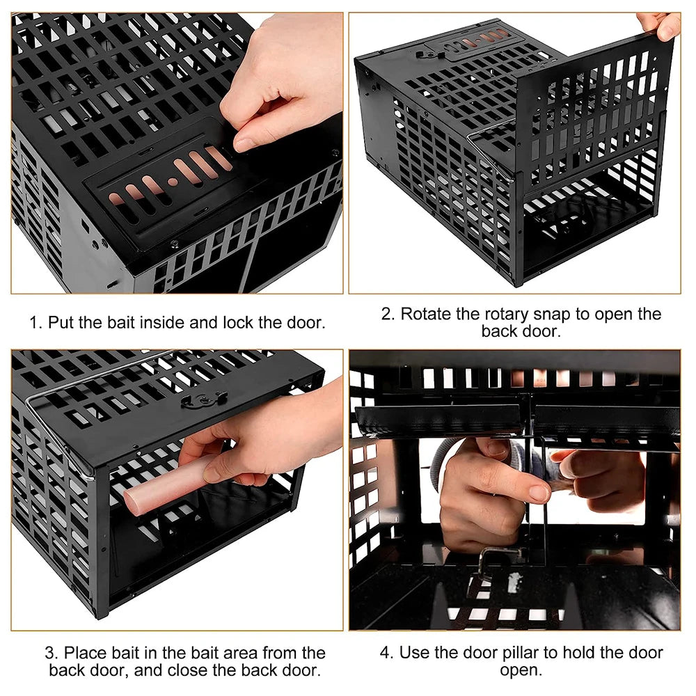 High Quality Double-door Big Mouse Rats Live Trap Cage/Strong Catch Bait/Pest Control