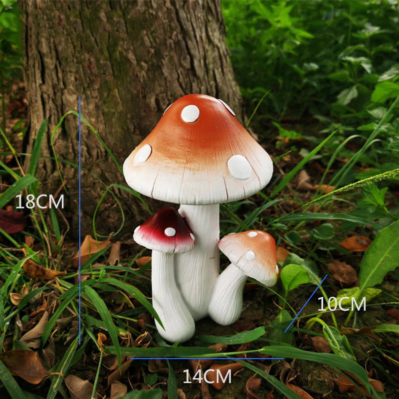 Outdoor Simulation Mushroom Red Umbrella White Pole Resin Decoration items Garden Balcony Lawn Accessories Home Furnishing Decor