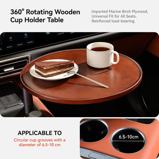 YZ For Tesla Model 3 Y juniper Kia Hyundai Car Water Cup Extended Table Board Solid Wood Food Drink Tray Portable Office Table