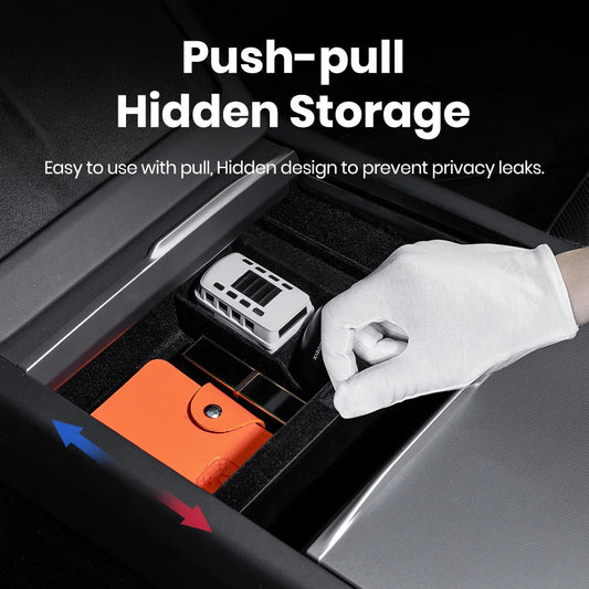 YZ For Tesla Highland Model 3 Y Juniper Center Armrest Hidden Box Holder Console Organizer Car Storage Box Accessories