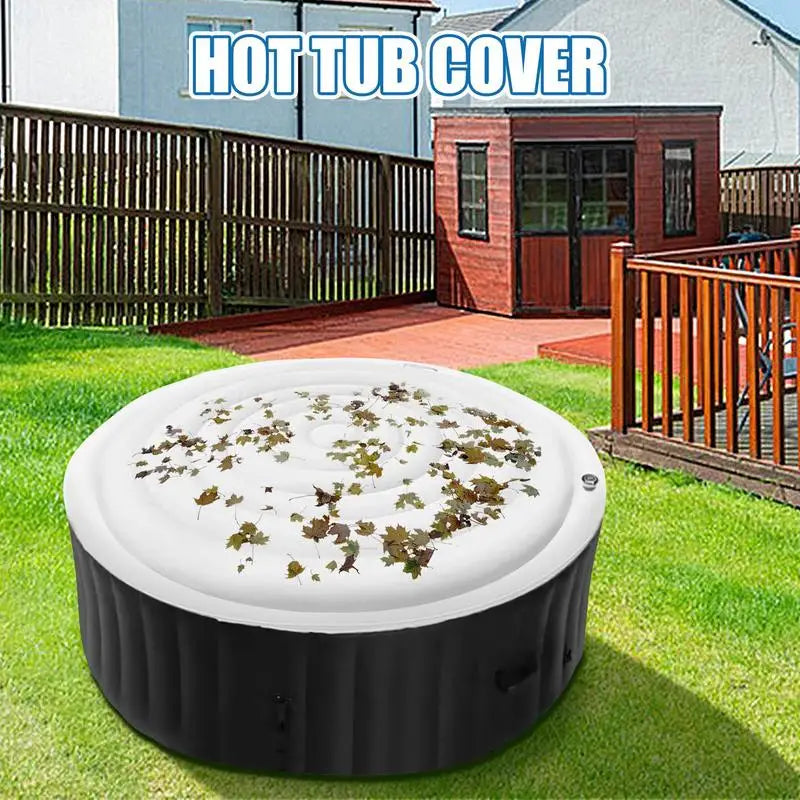 Spa Hot Tub Cover Weatherproof Hot Tub Cover Inflatable Lid in Round Outdoor Rain-Proof Lid Folding Cover with Heat Insulation