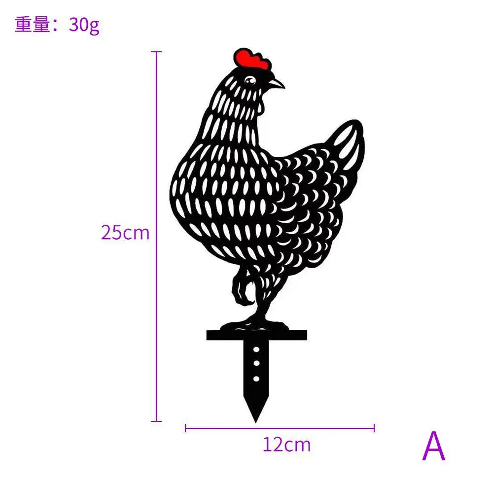 1Pc Yard Chicken Decor Ornaments Chicken Art Garden Decor Outdoor Garden Backyard Pile Acrylic Hen Patio Decoration Supplies
