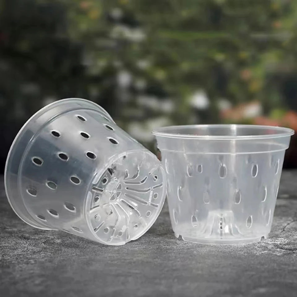 5 Pcs Transparent Orchid Pot Root Control Plastic Orchid Pots With Holes Breathable Plant Growth Container Garden Supplies