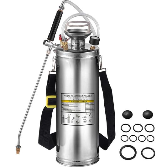 SucceBuy 4-12L Hand Powered Sprayer Stainless Steel Watering Spraying Atomizer Pump Home Ground Garden Cleaning Sprayer