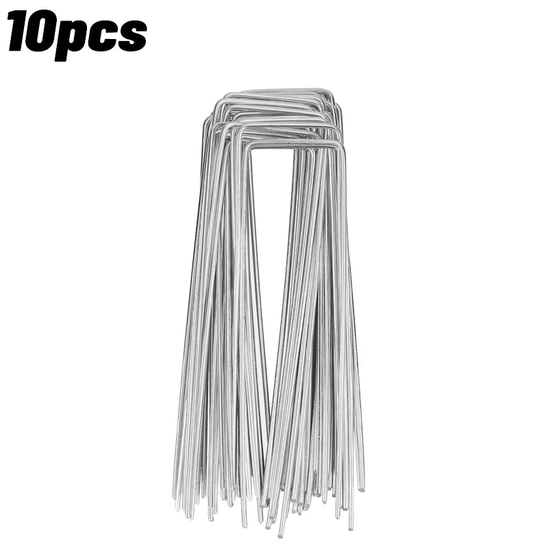 100/10pcs Metal Garden Stakes U-Shape Landscape Staple Ground Nail Fence Film Tents Securing Pegs Sod Pins Gardening Tools