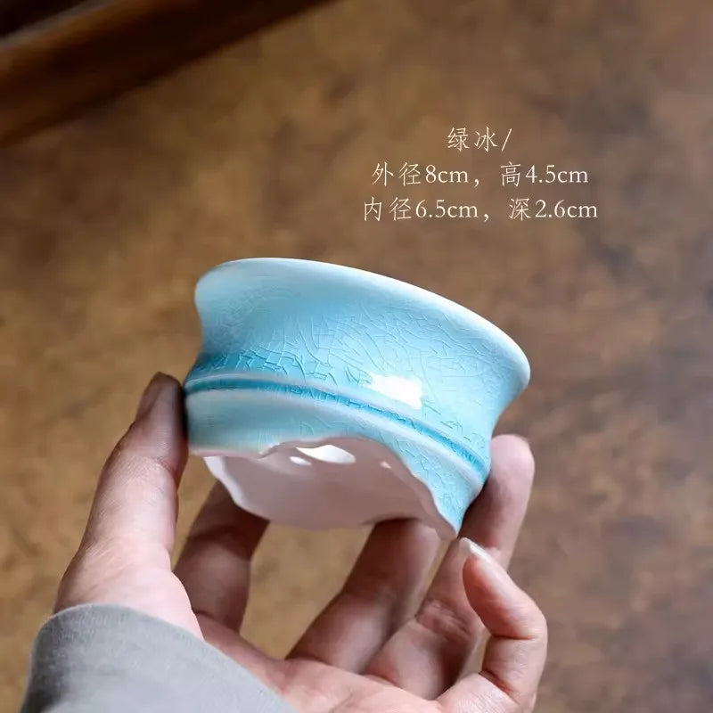 Porcelain Glazed Circle Bonsai Pot,Small Vase, Traditional Chinese Kiln Transmission, Dormitory Room,Table,Garden Decoration