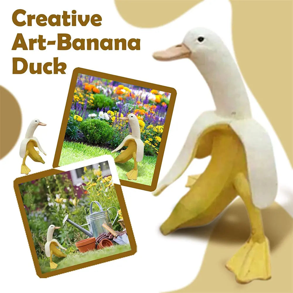 1/2/3Pcs Banana Duck Garden Statue Resin Creative Art Statue Decoration Cute Fruit Animal Figurine for Indoor Outdoor Yard Decor