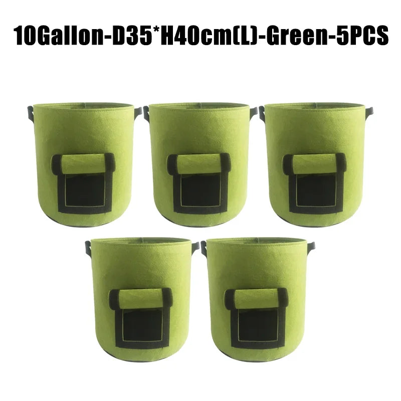 5/10Gallon Felt Plant Grow Bags Nonwoven Fabric Garden Potato Pot Greenhouse Vegetable Growing Bags Moisturizing Vertical Tools