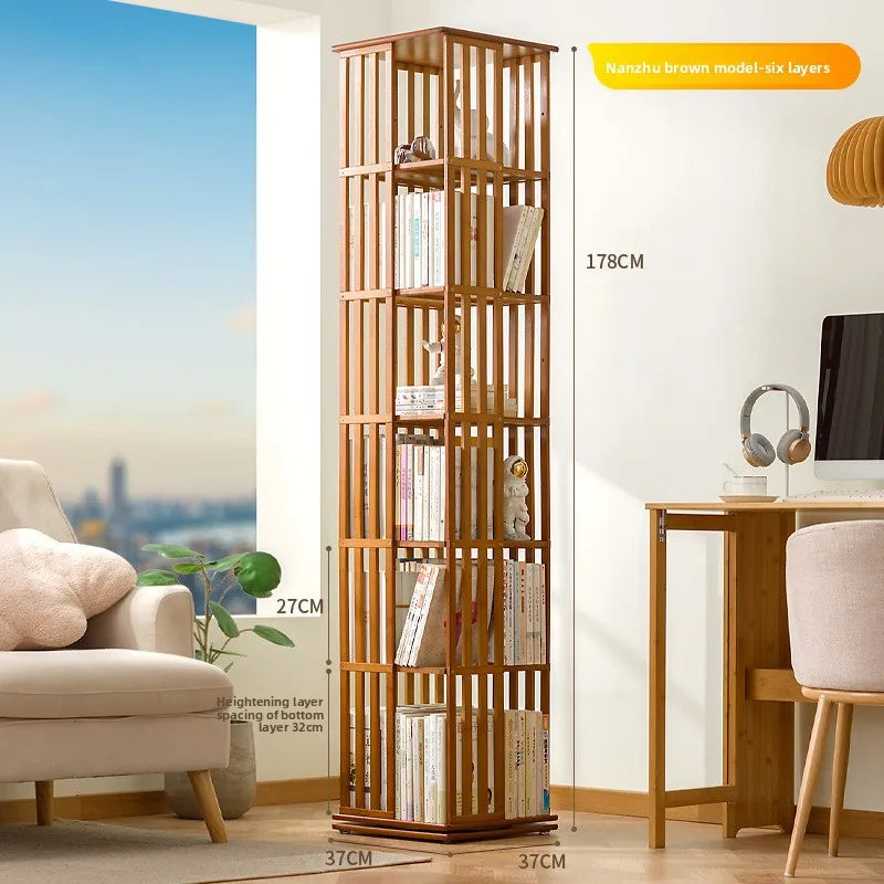 Rotating bookshelf 360 degree floor storage shelf Internet celebrity home simple student bookcase