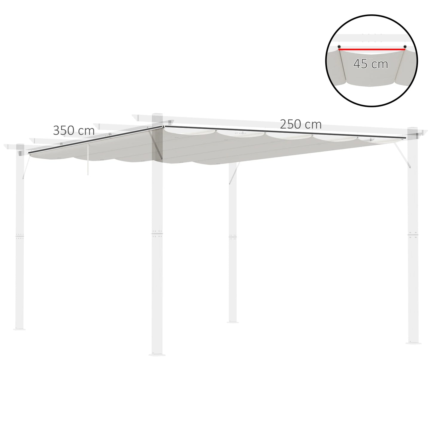 Outsunny retractable pergola cover 3,5x2,6 m 10 drain holes
