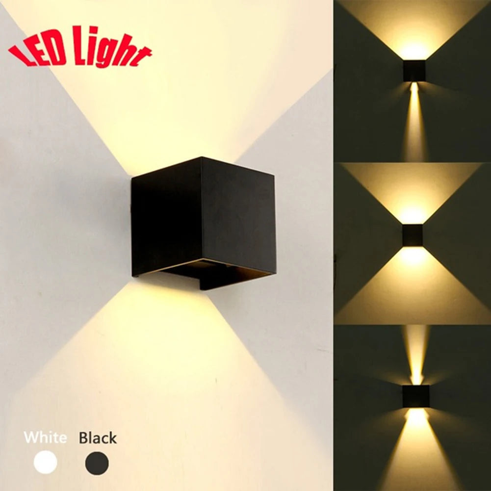 12W Dimmable COB Modern Brief Cube Adjustable Surface Mounted LED Wall Lamp Outdoor Waterproof Wall Light Garden Light Sconce