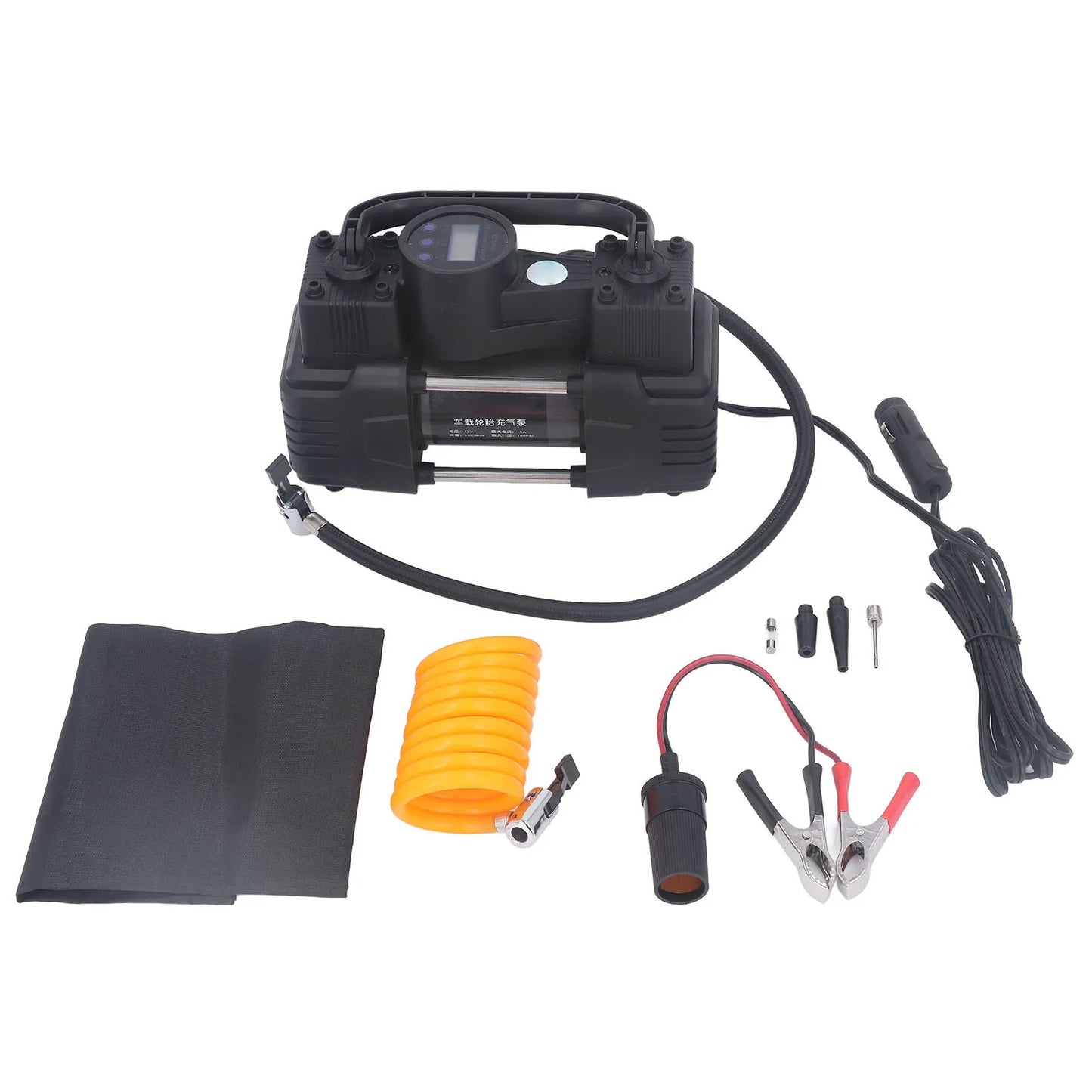 New 12V Air Compressor Pump with LED Light Digital Display Meter 100PSI Cylinder Automobile Tire Inflator Automobile Air Pump