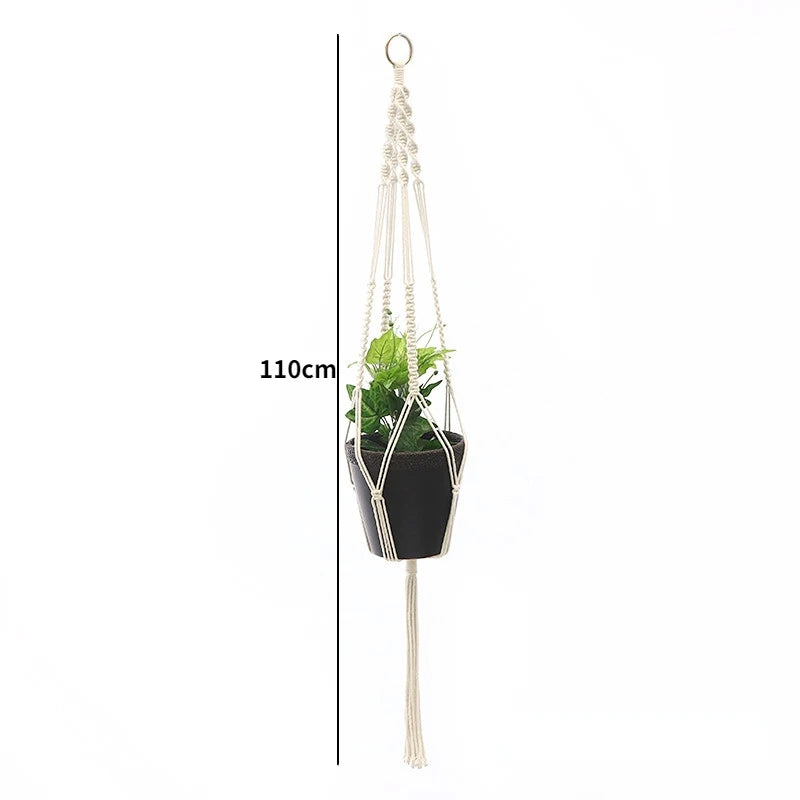 Handmade Macrame Plant Hanger Basket Flower Pot Balcony Hanging Decoration Knotted Lifting Rope Bohemian Style Home Garden Decor