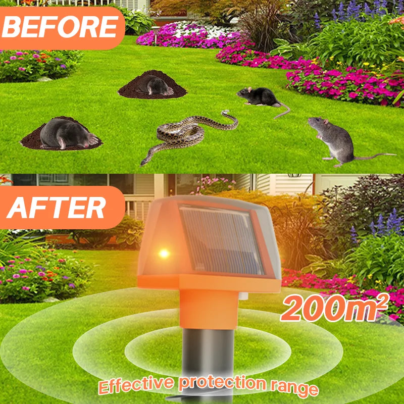 Double-sided solar animal repeller Spirally inserted mouse repeller repels moles and snakes Solar charging