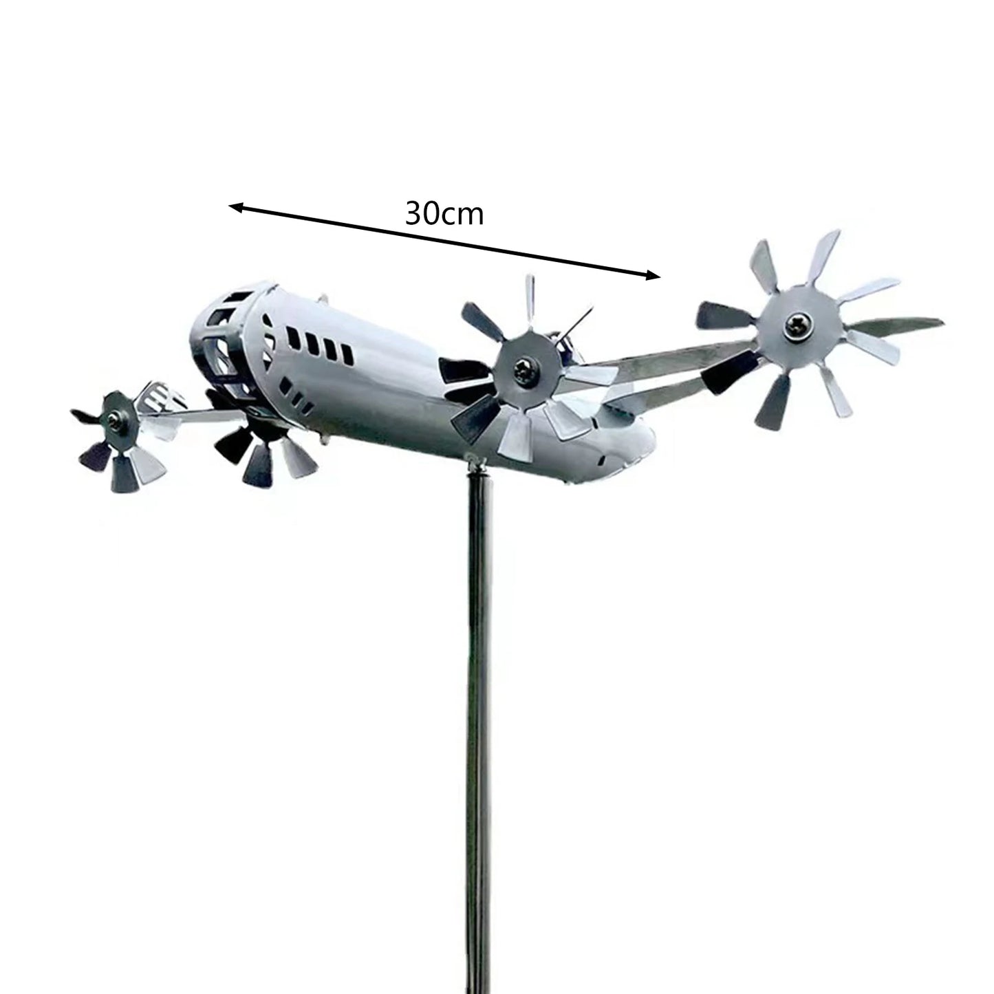 3D Wind Spinner Plane Metal Airplane Weather Vane Plug-in Windmill Outdoor Roof Wind Direction Indicator Ornaments Garden Decor