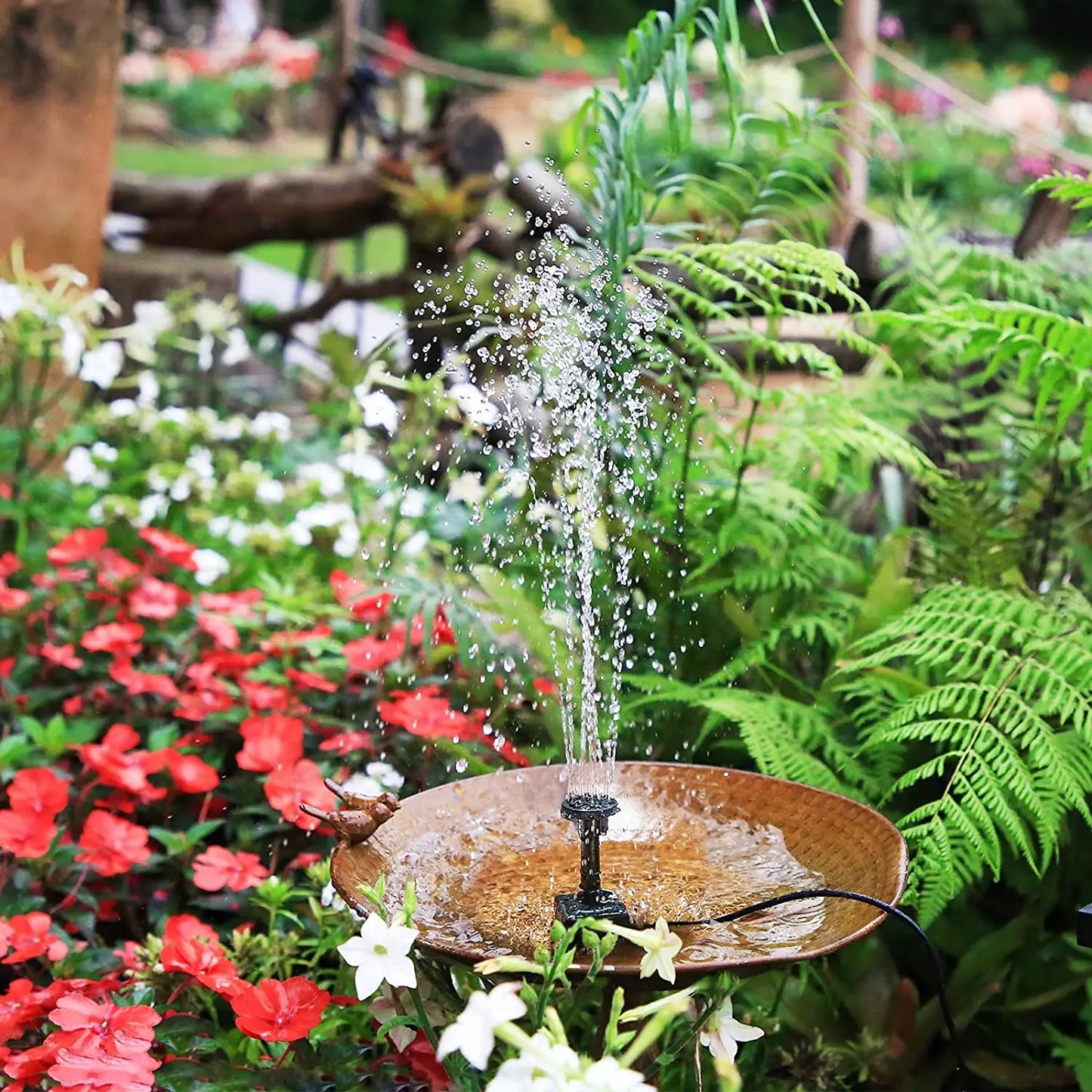 Solar Fountain Pump Panel Powered Water Kits Aquarium Pond Lawn Low Noise Outdoor Bird Bath Garden Decor with 6Nozzles