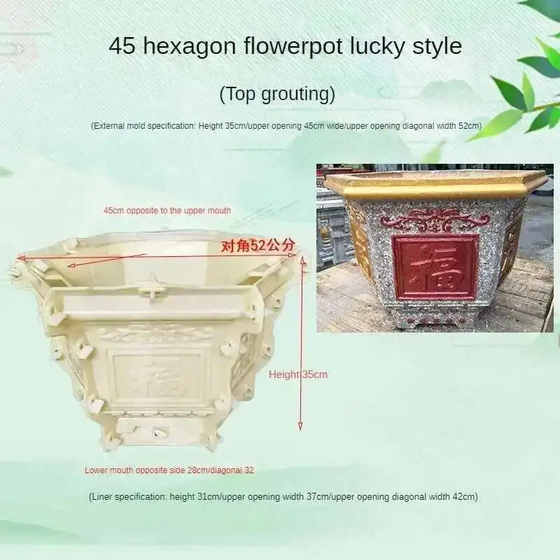 Hexagonal Cement Flowerpot Mold Home Garden Balcony Bonsai Pot Template Concrete Cast-in-place Homemade Plastic Flowerpot Mold