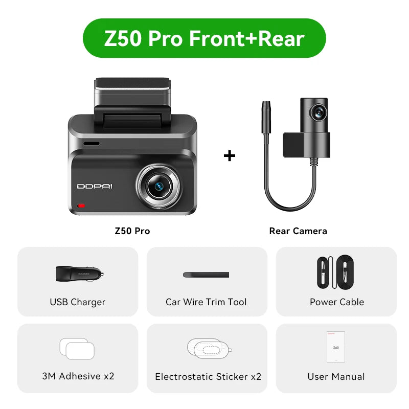 2025 New DDPAI Dash Cam Z50 Pro 4K UHD 3"IPS Display Built-in GPS ADAS