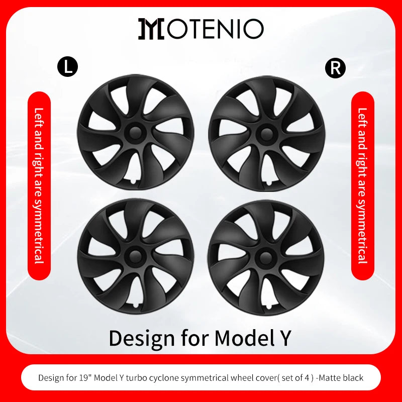 4PCS Design for TESLA Model Y 2020-2024 Vehicle Full Coverage Blade Wheel Cover Cap 19 Inches Hubcaps Automobile Accessories